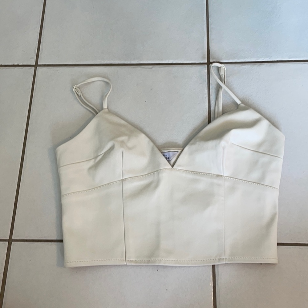 Cropped white too very cute leather